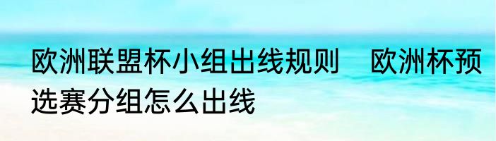 欧洲联盟杯小组出线规则　欧洲杯预选赛分组怎么出线