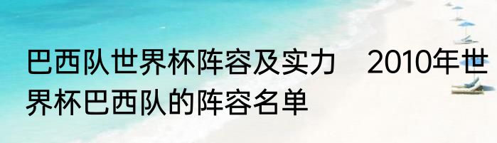 巴西队世界杯阵容及实力　2010年世界杯巴西队的阵容名单