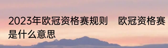 2023年欧冠资格赛规则　欧冠资格赛是什么意思