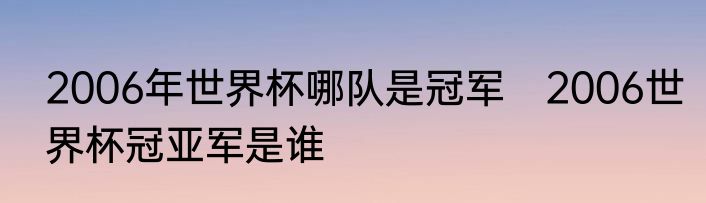 2006年世界杯哪队是冠军　2006世界杯冠亚军是谁