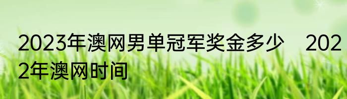 2023年澳网男单冠军奖金多少　2022年澳网时间