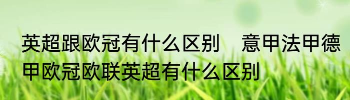 英超跟欧冠有什么区别　意甲法甲德甲欧冠欧联英超有什么区别