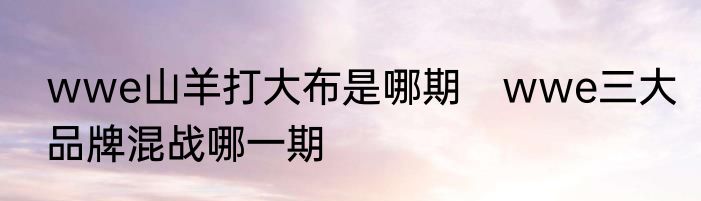 wwe山羊打大布是哪期　wwe三大品牌混战哪一期
