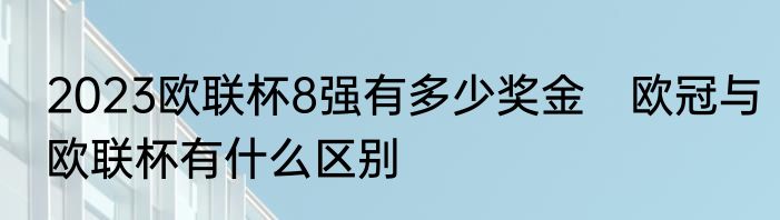 2023欧联杯8强有多少奖金　欧冠与欧联杯有什么区别