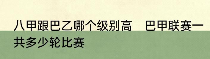 八甲跟巴乙哪个级别高　巴甲联赛一共多少轮比赛