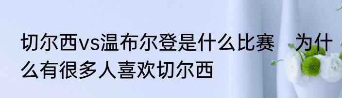 切尔西vs温布尔登是什么比赛　为什么有很多人喜欢切尔西