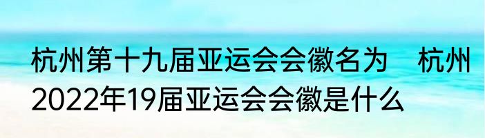 杭州第十九届亚运会会徽名为　杭州2022年19届亚运会会徽是什么