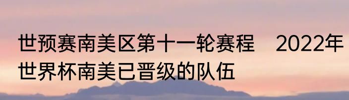 世预赛南美区第十一轮赛程　2022年世界杯南美已晋级的队伍