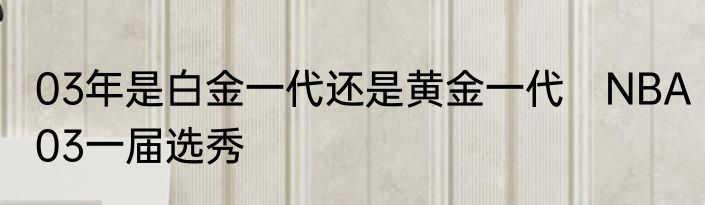 03年是白金一代还是黄金一代　NBA03一届选秀