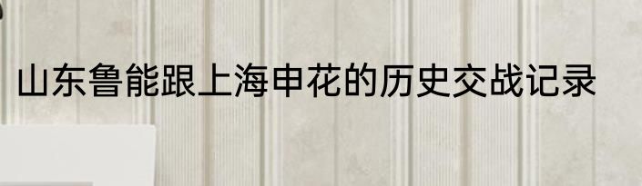 山东鲁能跟上海申花的历史交战记录