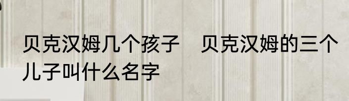 贝克汉姆几个孩子　贝克汉姆的三个儿子叫什么名字