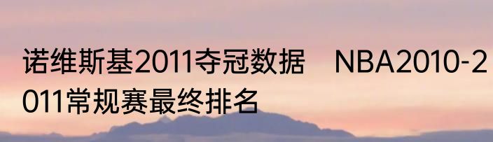 诺维斯基2011夺冠数据　NBA2010-2011常规赛最终排名