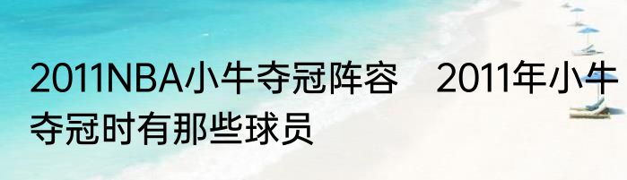 2011NBA小牛夺冠阵容　2011年小牛夺冠时有那些球员