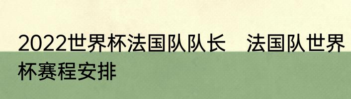 2022世界杯法国队队长　法国队世界杯赛程安排