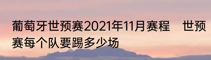 葡萄牙世预赛2021年11月赛程　世预赛每个队要踢多少场