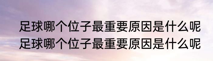 足球哪个位子最重要原因是什么呢　足球哪个位子最重要原因是什么呢