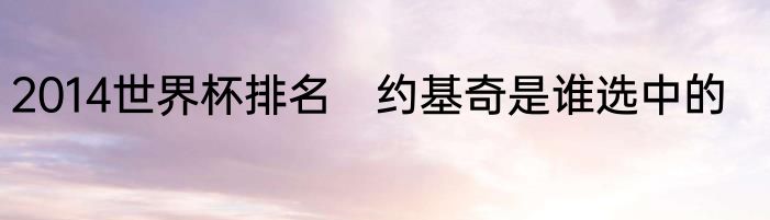 2014世界杯排名　约基奇是谁选中的