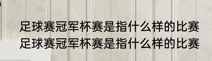 足球赛冠军杯赛是指什么样的比赛　足球赛冠军杯赛是指什么样的比赛