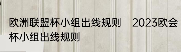 欧洲联盟杯小组出线规则　2023欧会杯小组出线规则