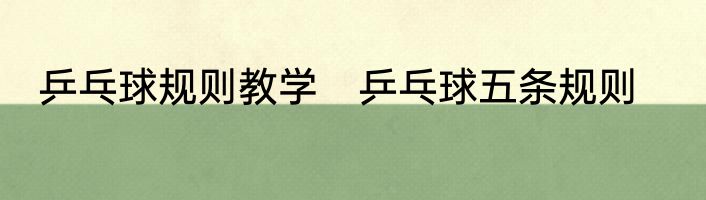 乒乓球规则教学　乒乓球五条规则