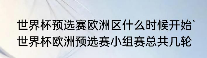 世界杯预选赛欧洲区什么时候开始`　世界杯欧洲预选赛小组赛总共几轮