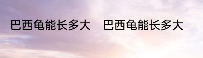 巴西龟能长多大　巴西龟能长多大