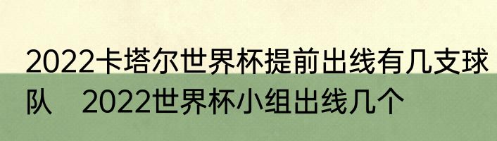2022卡塔尔世界杯提前出线有几支球队　2022世界杯小组出线几个