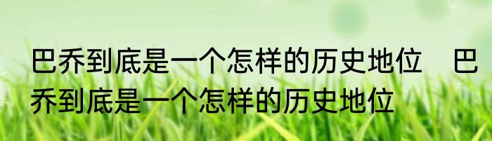 巴乔到底是一个怎样的历史地位　巴乔到底是一个怎样的历史地位