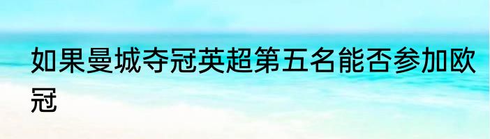 如果曼城夺冠英超第五名能否参加欧冠