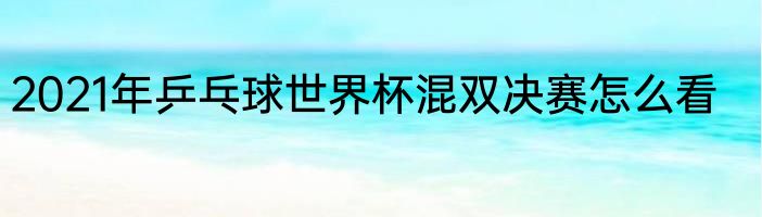 2021年乒乓球世界杯混双决赛怎么看