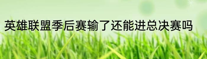 英雄联盟季后赛输了还能进总决赛吗