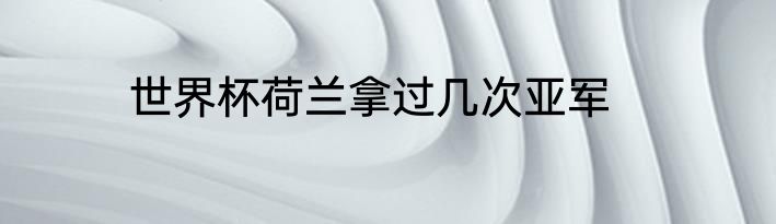 世界杯荷兰拿过几次亚军