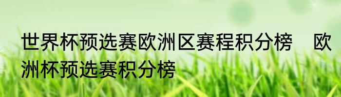 世界杯预选赛欧洲区赛程积分榜　欧洲杯预选赛积分榜