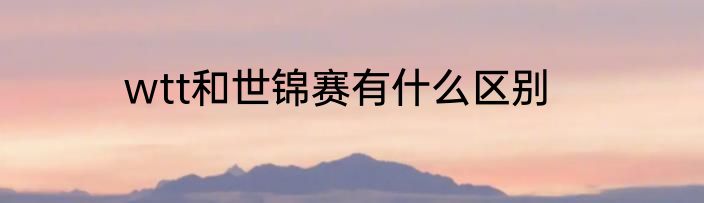 wtt和世锦赛有什么区别