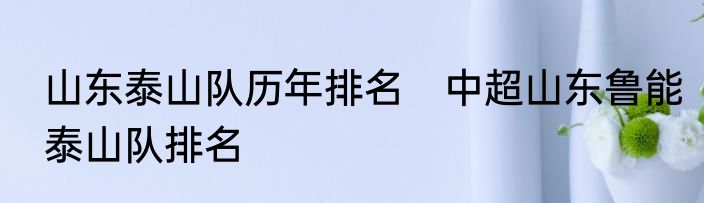 山东泰山队历年排名　中超山东鲁能泰山队排名
