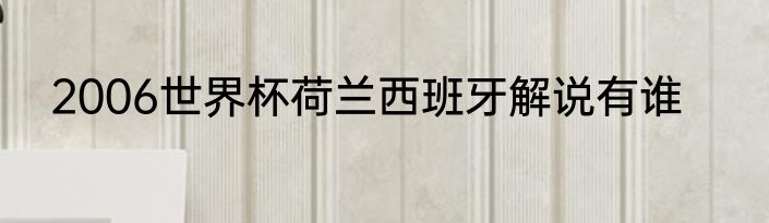 2006世界杯荷兰西班牙解说有谁