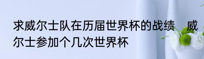 求威尔士队在历届世界杯的战绩　威尔士参加个几次世界杯