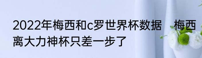2022年梅西和c罗世界杯数据　梅西离大力神杯只差一步了