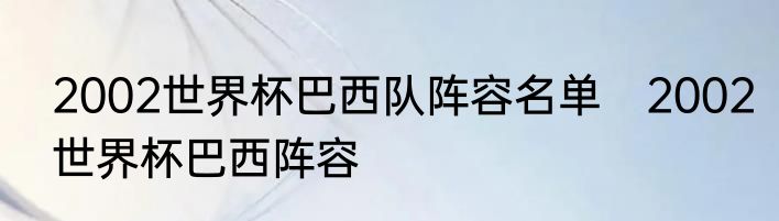 2002世界杯巴西队阵容名单　2002世界杯巴西阵容