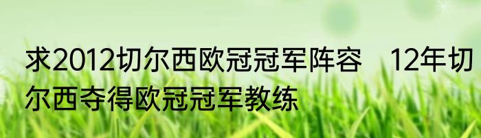 求2012切尔西欧冠冠军阵容　12年切尔西夺得欧冠冠军教练