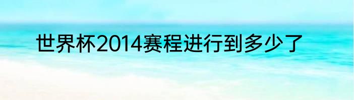 世界杯2014赛程进行到多少了