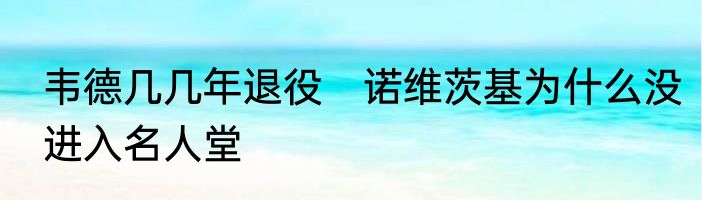 韦德几几年退役　诺维茨基为什么没进入名人堂