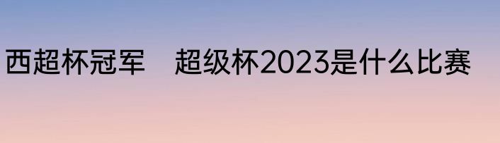 西超杯冠军　超级杯2023是什么比赛
