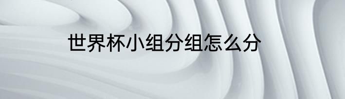 世界杯小组分组怎么分