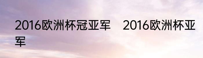 2016欧洲杯冠亚军　2016欧洲杯亚军