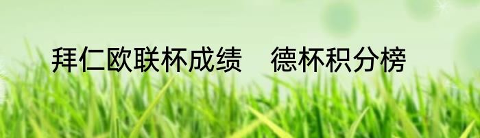 拜仁欧联杯成绩　德杯积分榜