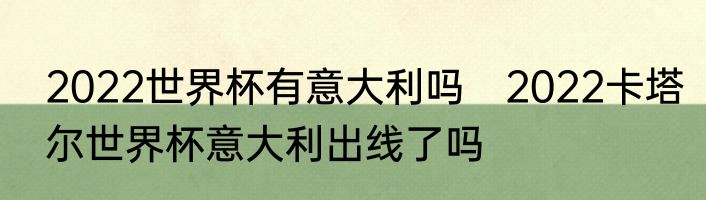 2022世界杯有意大利吗　2022卡塔尔世界杯意大利出线了吗