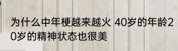 为什么中年梗越来越火 40岁的年龄20岁的精神状态也很美