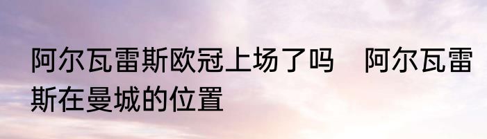 阿尔瓦雷斯欧冠上场了吗　阿尔瓦雷斯在曼城的位置