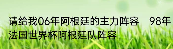 请给我06年阿根廷的主力阵容　98年法国世界杯阿根廷队阵容